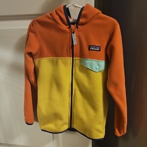 Patagonia Kids' Orange and Yellow Fleece Jacket With Hood